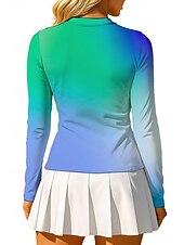 economico Camicia Donna-Per donna Sfumatura Top Maglietta sportiva Maglia da tennis Manica Lunga Cerniera Floreale UPF50+ Resistente ai Raggi UV Alta elasticità Traspirante Pallavolo Tennis Golf Girocollo Il giro Maglietta