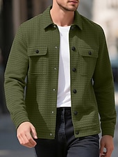 Per uomo Giacca a nido d'ape Giacca Camicia Giacca Casual Vacanza Quotidiano Traspirante Jacquard Tasca Primavera Autunno Semplice Moda Classico Bavero Regolare Nero Bianco Cachi Verde militare economico Giubbotti Casual-Per uomo Giacca a nido d'ape Giacca Camicia Giacca Casual Vacanza Quotidiano Traspirante Jacquard Tasca Primavera Autunno Semplice Moda Classico Bavero Regolare Nero Bianco Cachi Verde militare