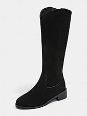 abordables Bottes à la mode-Bottes mi-mollet kaki pour femmes – Bottes à talons bas de style western décontracté pour l&#039;automne et le quotidien