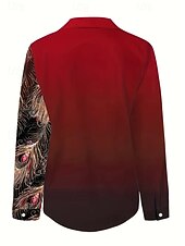 voordelige Vrouwen&#039;s Kunst &amp; Design Tops-Dames Overhemd Grafisch Abstract Elegant Dagelijks Zakelijk Lange mouw Overhemdkraag Normale tops Bruiloft gast Werk Dagelijks Afdrukken Rood blauw Paars Groen Lente Herfst Winter