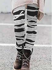 cheap Graphic Leggings-Women&#039;s Pants Trousers Leggings Streetwear Casual Full Length High Waist Striped Elastic Waist Print Breathability Comfortable Stretchy Vacation Street Daily Wear Black Grey Black 2# Yellow Pink