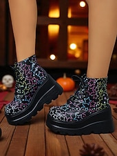baratos Para mulheres-Botas femininas pretas plataforma com cadarço e caveira - botas góticas de cano curto com sola grossa para festas de outono, cosplay e dia dos mortos