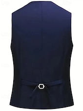 preiswerte Herren Klassische Blazer-Herren Set Anzüge Anzugweste Geschäft Cocktailparty Hochzeitsfeier 3 Stück Mode Lässig Frühling Herbst Polyester Farbblock Tasche Knöpfe Bequem Einreihig Blazer Schwarz Weiß Burgunderrot Königliches