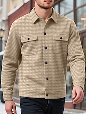 Per uomo Giacca a nido d'ape Giacca Camicia Giacca Casual Vacanza Quotidiano Traspirante Jacquard Tasca Primavera Autunno Semplice Moda Classico Bavero Regolare Nero Bianco Cachi Verde militare economico Giubbotti Casual-Per uomo Giacca a nido d'ape Giacca Camicia Giacca Casual Vacanza Quotidiano Traspirante Jacquard Tasca Primavera Autunno Semplice Moda Classico Bavero Regolare Nero Bianco Cachi Verde militare