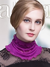 baratos Lenços Femininos-lenço de pescoço transparente de seda feminino – bandana tubular com babados, gargantilha elegante para escritório, viagens, festas e trajes noturnos