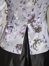 abordables Hauts habillés-Femmes Hauts Élégants Fleuri Élégant ancien Mariage Manche 3/4 Col en V Hauts Réguliers robe demoiselle d honneur Tenue de soirée Violet Claire Printemps, Automne, Hiver, Été