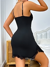 voordelige mini zwarte jurk-Dames Zwarte jurk Cocktail jurk Formele jurk Zoet Korsetjurk Afspraakje mielitietty Effen Bandje Zwart Lente zomer Herfst winter