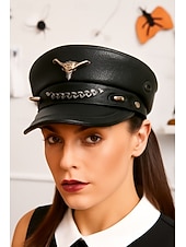 abordables Accessoires d&#039;Halloween-Femmes Beret Tissu en polyester faux cuir Punk ancien Style Gothique Automne Hiver Toutes saisons