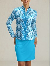 Női POLO trikó Kék Hosszú ujj Felsők Női golffelszerelések ruhák ruhák, ruházat olcso Női golfruházat-Női POLO trikó Kék Hosszú ujj Felsők Női golffelszerelések ruhák ruhák, ruházat