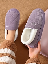 voordelige Damespantoffels &amp; slippers-gewatteerde pantoffels voor dames met voering van imitatiebont – warme huisschoenen voor de winter en koude vloeren