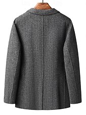 billiga Herrarnas Elite Ytterkläder-herr ullblandad kavaj jacka skola formell semester elegant klassisk vår höst ull polyester enfärgad fiskbensmönster termisk varm enkelknäppt tvåknapps kavaj kaffe grå