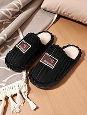 billiga Inneskor och flip-flops till damer-Rosa plyschtofflor för dam med bred vidd – mysiga inomhustofflor med vadderad sula för hemmet, studentboendet och avslappnad avkoppling