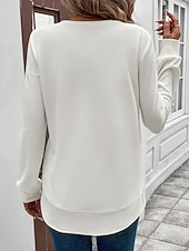 billige Enkle hettegensere-Dame Pullover عادي Elegant Fritid Langermet Crew-hals Vanlige topper Ferie Svart Hvit Rosa Mørk Rosa Lilla Vår Høst Vinter