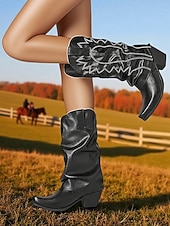halpa Cowboy &amp; Western Boots-Naisten khakiväriset cowboy-saappaat, joissa on mokkanahkaa ja matala korko, ja jotka sopivat sekä ulkoiluun että maaseudulle.
