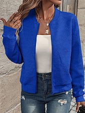 economico Felpe e Sweatshirt Texturizzati-Per donna Giacca Casual Confortevole Traspirante Cerniera Tasca Moda Moderno Casual Semplice Uscire Weekend Cerniera Regolare Collo alla coreana Vestibilità regolare Manica Lunga Capispalla Nero