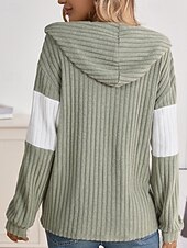 preiswerte Freizeitjacken-Damen Kapuzenjacke Bequem Patchwork Reißverschluss Lässig Farbblock Ausgehen Wochenende Reisverschluss Regulär Mit Kapuze Normale Passform Langarm Oberbekleidung Schwarz Hellgrün Rosenrot Herbst