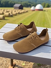 baratos Sapatilhas e Mocassins de mulher-sapatilhas casuais femininas marrons com cadarço – sapatos leves e largos para caminhadas no campo, marrons e uso diário