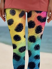 levne -Dámské Kalhoty Legíny Šik ven Na běžné nošení Plná délka Vysoký pas Leopard Elastický pas Tisk Prodyšnost Pohodlné Elastické Dovolená ulice Denní nošení Žlutá Modrá Léto Jaro Podzim Běžný