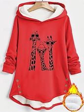 economico Umor e Citazioni Tops-Felpa con cappuccio da donna felpa foderata in pile pigiama caldo felpe grafiche con animali calde casual morbide maniche lunghe lunghe casual stampa sportiva nera rosa rossa blu grigia autunno
