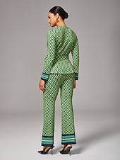 abordables Ensembles deux pièces-Femmes Féminin Chemise boutonnée Chemise Décontractée Arbre Rayé Occasionnel Tee-shirt Vert Broderie Boutons Manche Courte Élégant Bohème Vacances Col de chemise Été