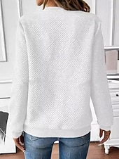 billige Teksturert hettegensere og sweatshirt-Dame Teksturert genser Pullover عادي Gatemote Fritid Behagelig Langermet V-hals Vanlige topper Gate Ferie Ut på byen Quarter Zip Svart Hvit Rosa Grå Høst