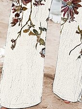 billiga breda ben och hög midja-Dam Brett skaft Byxor Palazzo byxor Mode Boho Fullängd Hög midja Blomma Snörning Elastisk midja Mönster Mateial som andas Bekväm Gata Dagliga kläder Utekväll Vit Vår Höst Normal