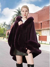 abordables Étole en fourrrure-Écharpes en Fausse Fourrure Élégant Garder au Chaud Sans manches Manche Chauve-souris Polyester Boléros de Mariage Avec Couleur unie Pour Occasion Spéciale Automne &amp; Hiver