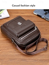 economico Borselli da uomo-borsa a tracolla da uomo in similpelle effetto ciottolo – borsa a tracolla vintage business-casual, multitasche, tracolla regolabile per lavoro, viaggi e spostamenti quotidiani