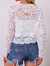 cheap Wedding Guest Wraps-Mother's Wraps Elegant Sun Protection Long Sleeve Lace Wedding Wraps With Pure Color For Formal Summer