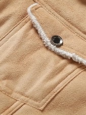 preiswerte Herrenjacken &amp; Herrenmäntel-Herren Winterjacke Fleecejacke Freizeitjacke Urlaub Täglich Thermowarm Tasche Fleece Herbst Winter Einfach Mode Streetwear Revers Regulär Schwarz Khaki Jacken