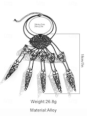 billige Halloween-tilbehør-Halloween gotisk fingerkloarmbånd til dame – vintage filigran metallhåndsmykke med kjedeledd til kostymefester, cosplay og heksestil
