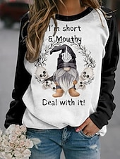 economico Felpa e Hoodie di Halloween-Halloween Felpa Donna Con Cappuccio Zucca Strega Moda Casual Manica Lunga Collo Giro Normale Top Casual Stampa Nera Bianca Gialla Arancione Estate Primavera Autunno