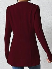 abordables Blazers y Trajes-Mujer chaqueta Cómodo Botones Moda Plano Noche Fin de semana Botonadura Simple Regular Escote en Pico Ajuste regular Manga Larga Ropa de calle Negro Blanco Vino Otoño