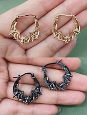abordables Accessoires d&#039;Halloween-Boucles d&#039;oreilles créoles chauve-souris pour femme, style gothique punk, en alliage, idéales pour les fêtes, les cosplays et les sorties nocturnes.