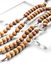 abordables Joyas para hombres-Rosario de madera para hombre con medalla de San Benito y crucifijo: cuentas de oración católicas para el culto religioso, la reflexión espiritual y la devoción diaria.
