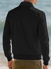 baratos Jaquetas Casuais-Homens jaqueta leve Jaqueta Waffle Jaqueta casual Férias Diário Respirável Bolsos Primavera Outono Tecido Moda Clássico Lapela Padrão Preto Branco Azul Royal cáqui Cinzento Casaco