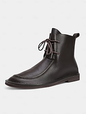 ieftine Botine-Ghete negre pentru femei din piele naturală, cu șireturi – pantofi casual din piele de vacă, rezistenți, pentru serviciu, călătorii și ținute de zi cu zi