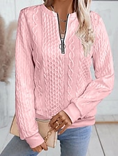 economico Felpe e Sweatshirt Texturizzati-Per donna Felpa con texture Felpe Felpe con cerniera Semplice Streetwear Casual Comodo Manica Lunga Collo Alto Top Regolari Streetwear Ferie Uscire Zip a un quarto Bianco Rosa Vino Rosa scuro Blu