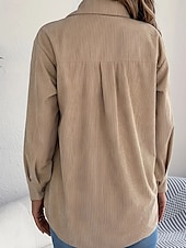 economico Top Semplici da Donna-Per donna Camicia Blusa con texture Blusa Semplice Moderno Casual Manica Lunga Colletto a Camicia Top Regolari Quotidiano Uscire Tasca Bottoni Nero Vino Cachi Autunno