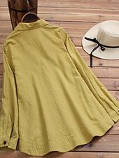 abordables Tops à Rayures et Géométriques pour Femmes-Femmes Chemise Chemisier Rayé Moderne Occasionnel manche longue Col de chemise Hauts Réguliers Quotidien Fête Sortir Boutons Jaune Vert Automne