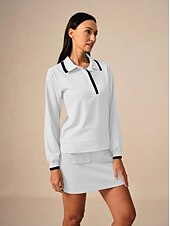 halpa Suunnittelijan kokoelma-Naisten Poolopaita Button Up Polo Musta Pitkähihainen Topit Naisten Golfasut Vaatteet Asut Vaatteet