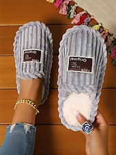 billiga Inneskor och flip-flops till damer-Rosa plyschtofflor för dam med bred vidd – mysiga inomhustofflor med vadderad sula för hemmet, studentboendet och avslappnad avkoppling