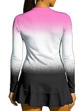 halpa Naisten paita-Naisten Kaltevuus Urheilupaita Tennispaita Pitkähihainen Vetoketju Kukka-aihe UPF50+ UV-vastustuskykyinen Erittäin elastinen Kosteuden siirtävä Hengittävä Lentopallo Tennis Golf Stand-kaula-aukko