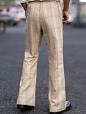 preiswerte Fackel-Herren Anzughose Hose Chinos Tasche Knöpfe Karomuster Komfort Formell Party Arbeit Mode Klassicher Stil Khaki Mikroelastisch