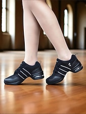 abordables Baskets de danse-Baskets de danse jazz en maille rouge et noire pour femmes avec semelle fendue, design léger et respirant - chaussures d&#039;entraînement professionnelles pour le hip-hop, la zumba et l&#039;entraînement de