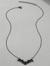 abordables Accessoires d&#039;Halloween-Collier pendentif chauve-souris gothique pour femme - ras de cou vintage en argent pour fêtes costumées, cosplay et mode sorcière