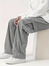 お買い得  スウェットパンツ-マルチパック 2個 男性用 ブラック+ブラウン スウェットパンツ コーデュロイパンツ ズボン ドローストリング 弾性ウエスト 平織り バケーション デイリーウェア ポリエステル 春
