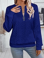 economico Felpe e Sweatshirt Texturizzati-Per donna Felpa con texture Felpe Felpe con cerniera Semplice Streetwear Casual Comodo Manica Lunga Collo Alto Top Regolari Streetwear Ferie Uscire Zip a un quarto Bianco Rosa Vino Rosa scuro Blu