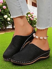 preiswerte Clogs &amp; Pantoletten für Damen-Damen-Slipper aus Kunstleder – atmungsaktive Komfort-Clogs mit Spitzenmuster für Gartenarbeit, Hauskleidung und Freizeitoutfits