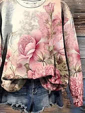 cheap Floral Hoodies-Women's 3D Print Vintage Boho Hoodie Patchwork Hoodie Sweatshirt Floral Pullover Sweatshirt Vight Warm Active Vintage Long Sleeve Street Dailywear Casual Patchwork Print Pink Spring Fall Winter